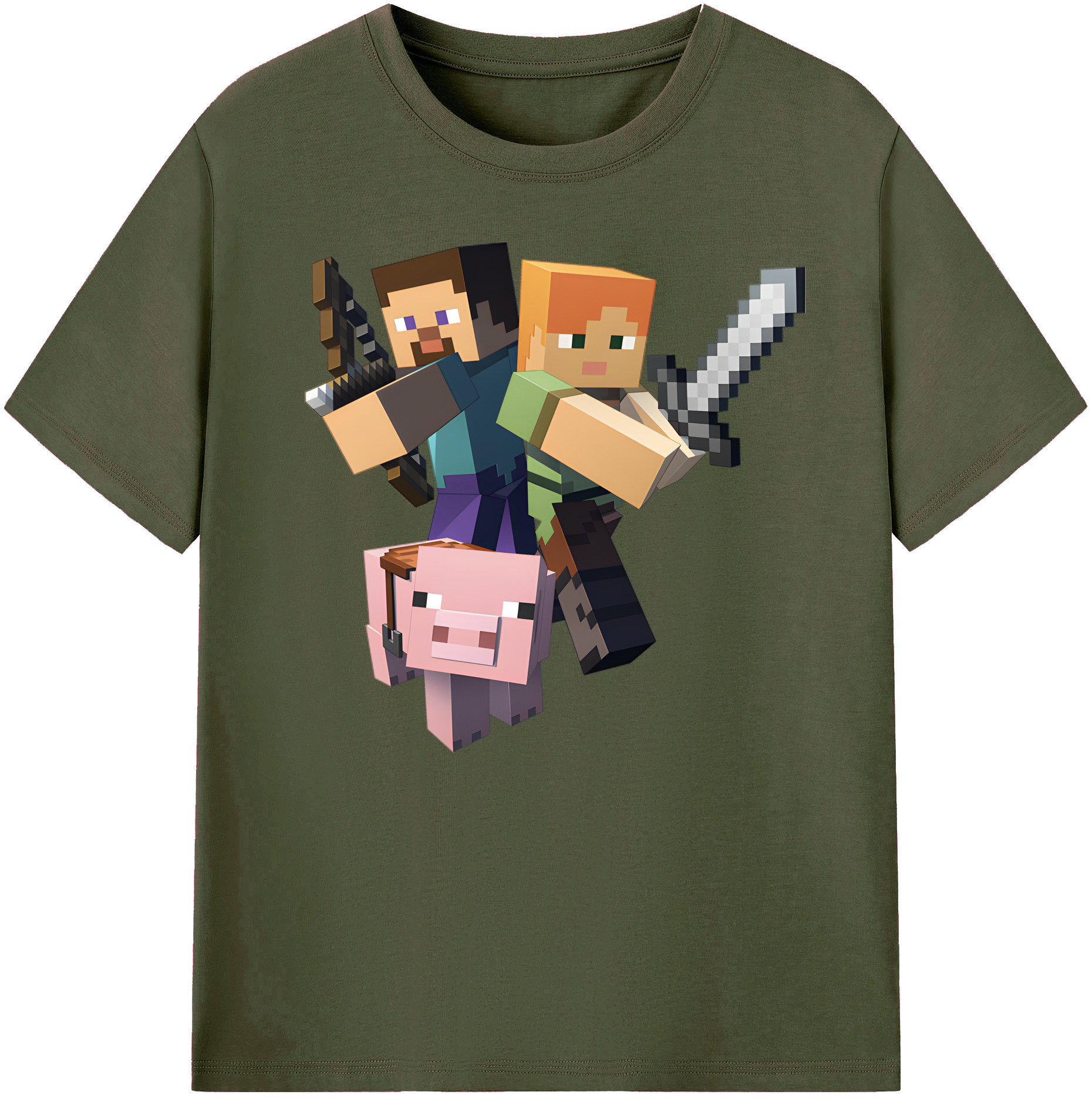 （画像用） マインクラフト ブロックの世界 Minecraft MC Block world 綿100％ メンズ半袖Tシャツ｜肌触りやわらか＆通気性